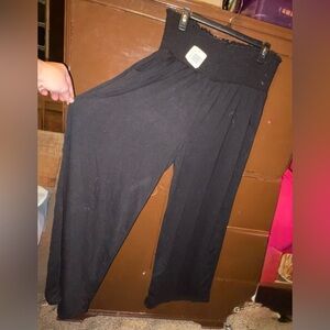 Zenana Black Smocked Waist Pants | Wide Leg Lounge Pants | Size 2X